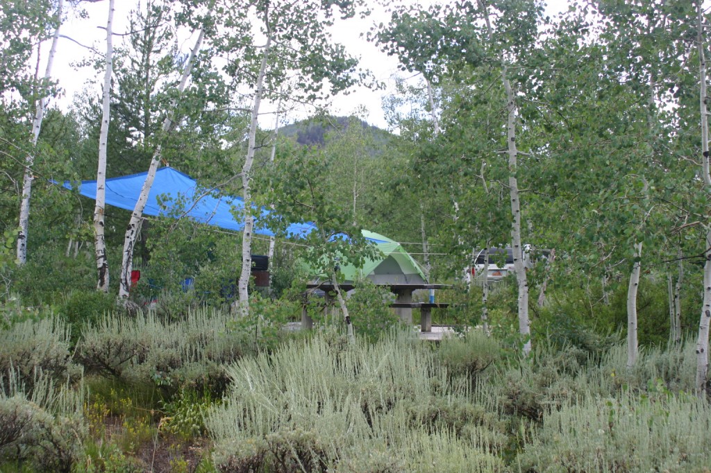 Welcome to Camp Soggy Sagebrush, our home for most of three days. We arrived just as it started to rain.